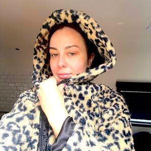 Cheetah Print Calvin Klein Small Faux Fur Zip-Up Hoodie